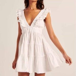 Abercrombie & Fitch White Ruffle Dress